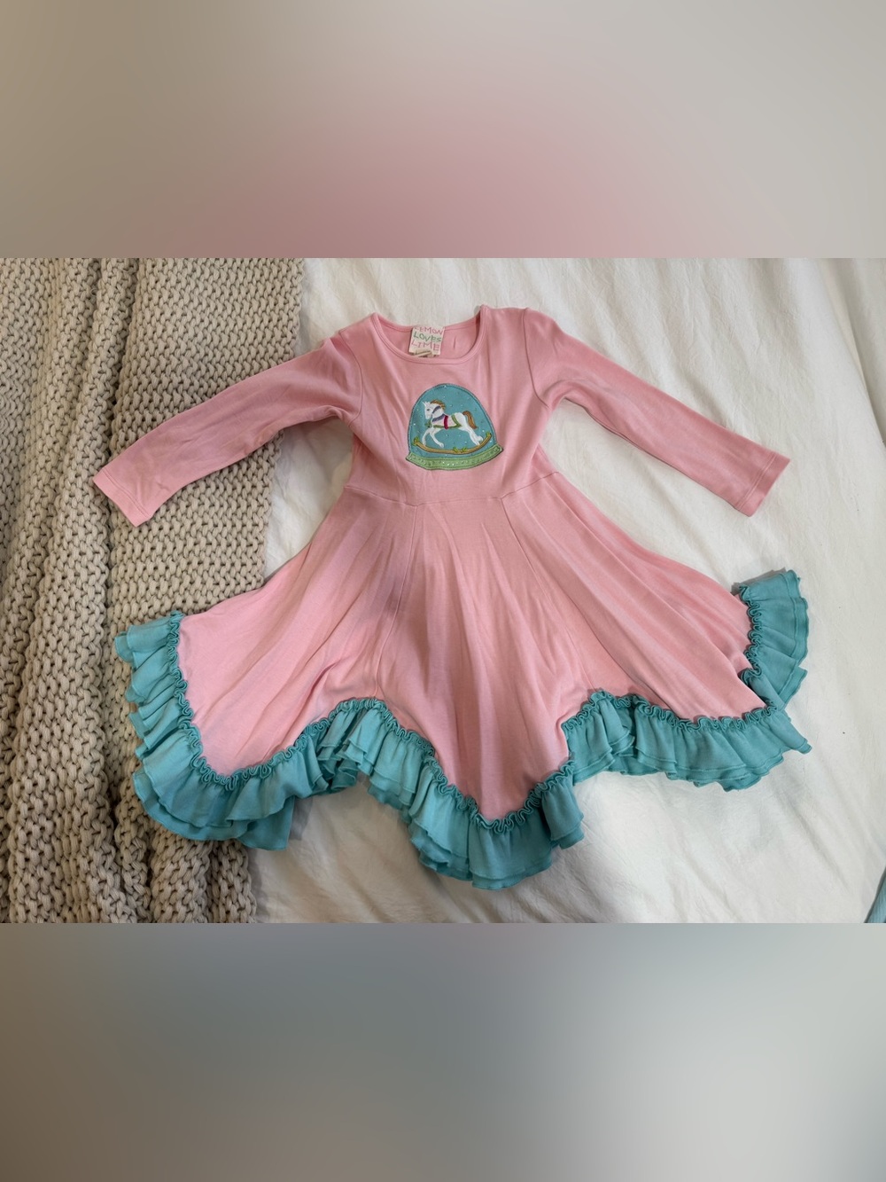 Preloved Lemon Loves Lime twirly dress size 4